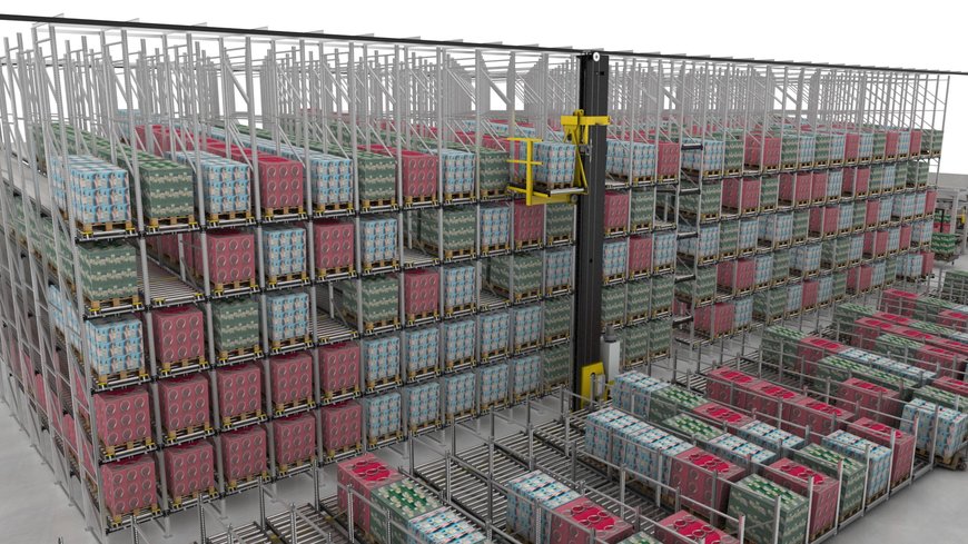 Interroll kompletterar MPP (Modular Pallet Conveyor Platform) med stapelkran och transfervagn